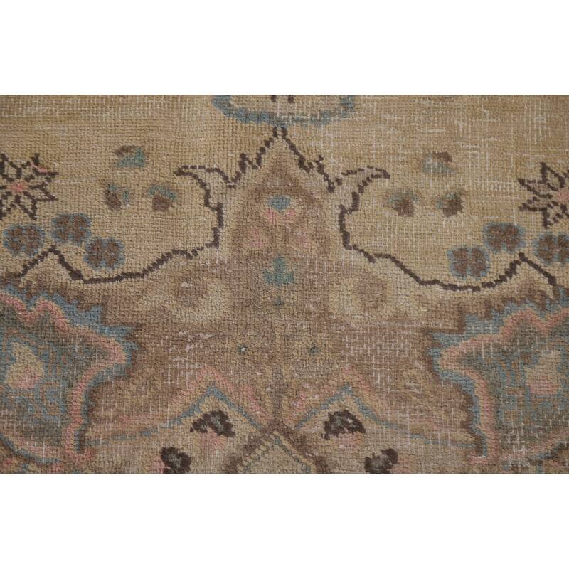 Hand Knotted Oriental 100% Wool Carpet Traditional Floral Yellow & Gold Mashad Area Rug - 11' 11'' X 9' 5''
