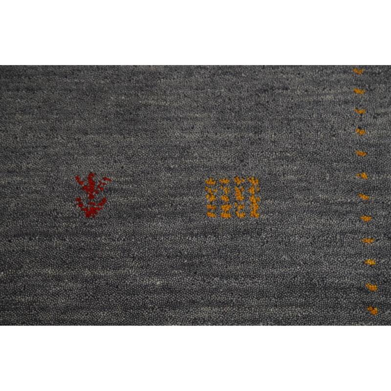 Hand Knotted Oriental 100% Wool Carpet Tribal Tribal Greys & Charcoal Gabbeh Area Rug - 7' 10'' X 5' 8''