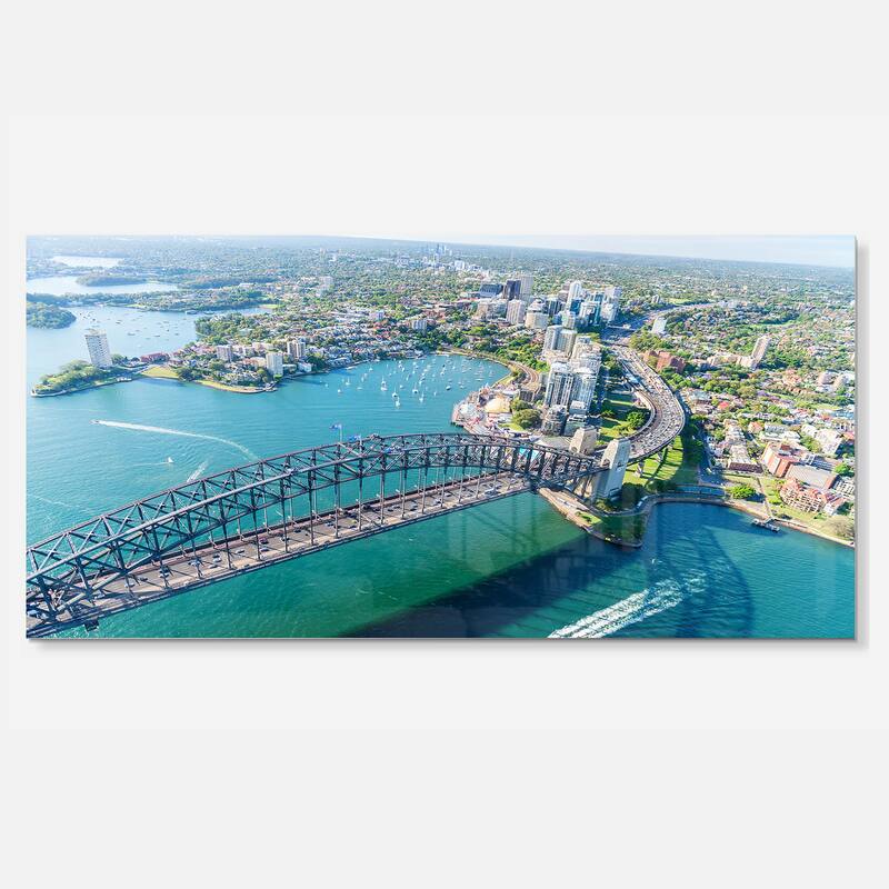 Sydney Aerial View Cityscape Photography Glossy Metal Wall Art Bed