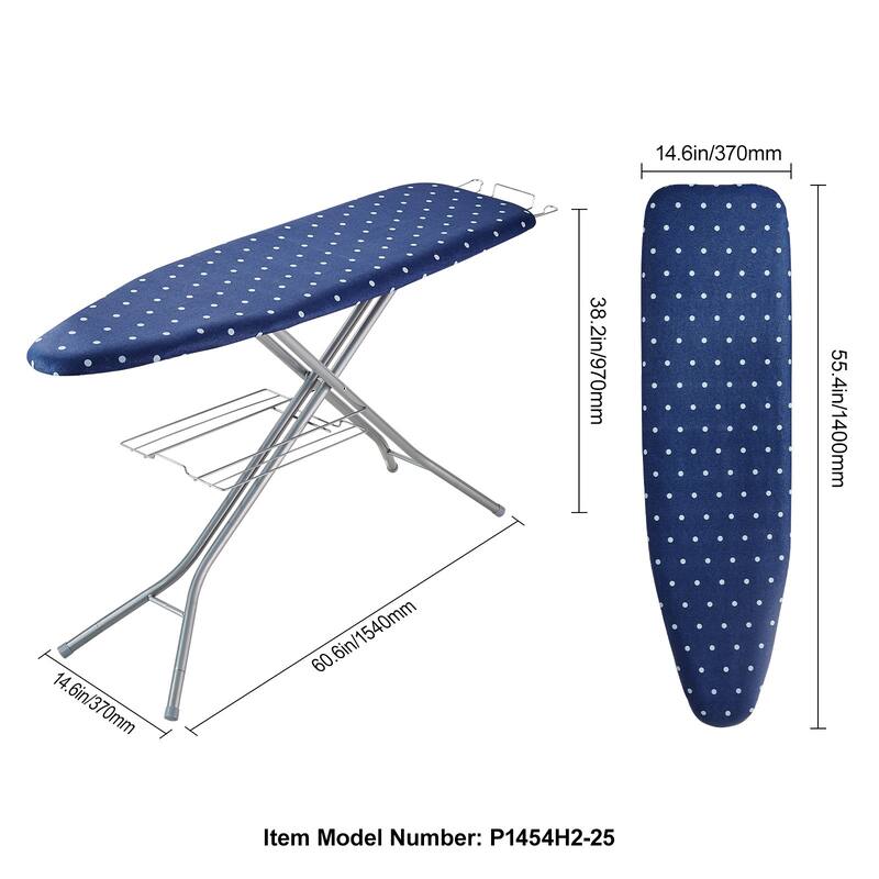 Ironing Board with Bottom Storage Tray for Home Laundry Room Use - 55.4"x 14.6"