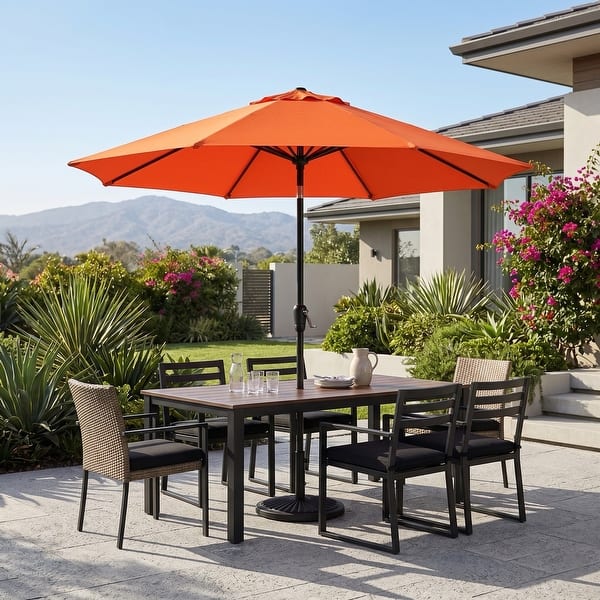 9ft patio umbrella orange Sunnyglade Outdoor Table Umbrella with 8 Ribs 6 chairs and a 42 Davee Furniture 9 Ft Orange