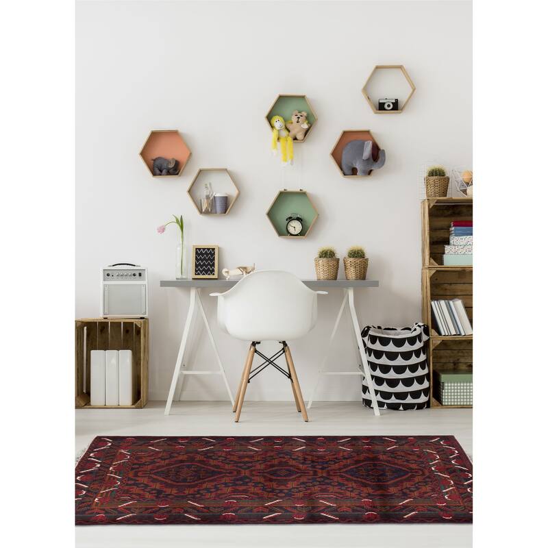 ECARPETGALLERY Hand-knotted Teimani Dark Navy Wool Rug - 3'10 x 6'3