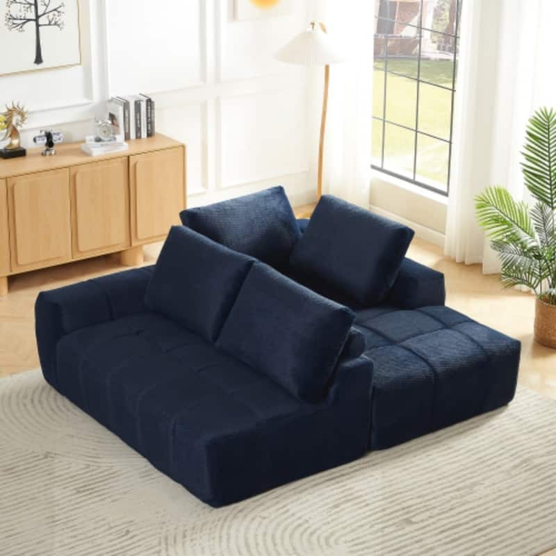 111.4" L-Shaped Mnimalist Faux Fur Sectional Oversized Sofa for Living Spaces