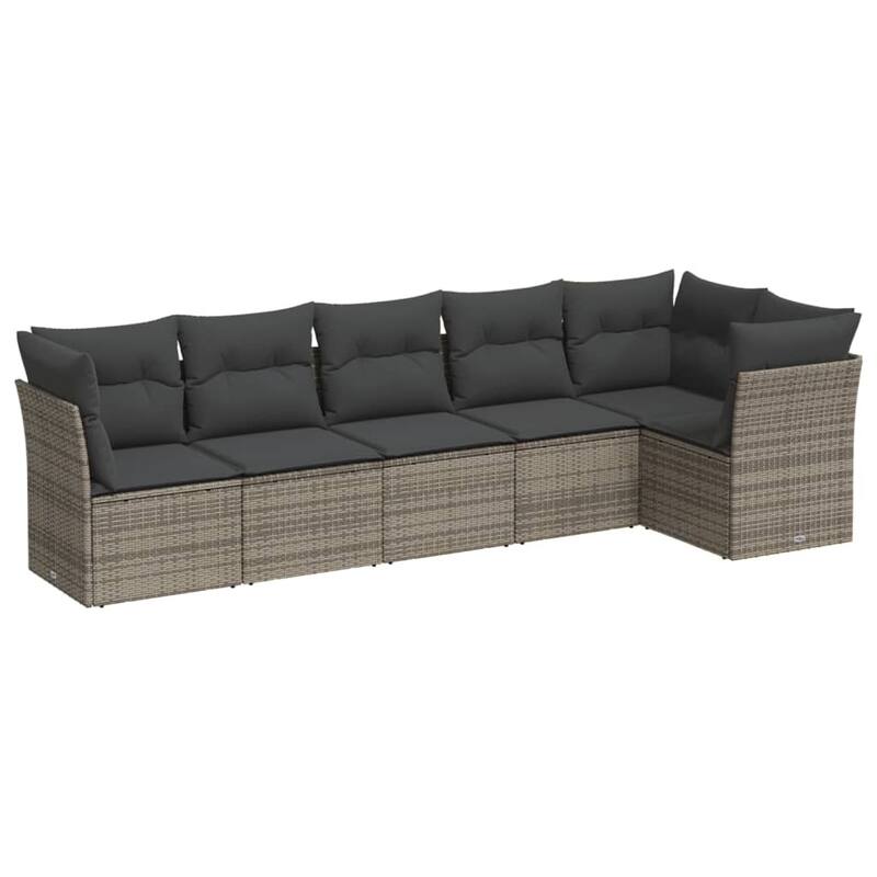 vidaXL Garden Sofa Set Gray PE Rattan, Powder-Coated Steel Large - 24.4 x 24.4 x 27.2