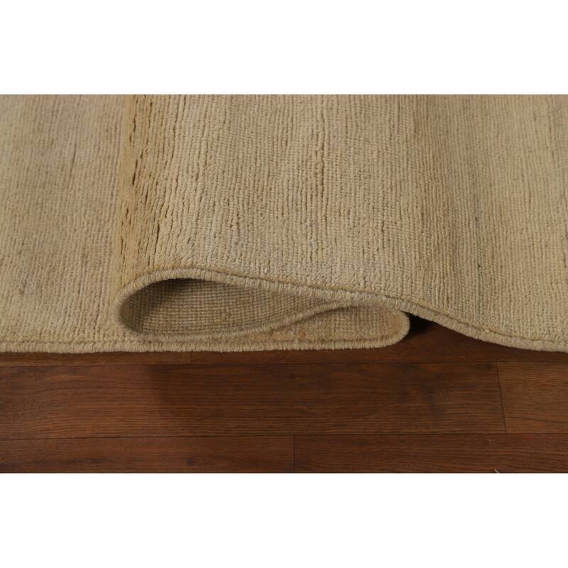 Modern Beige Gold Muted Gabbeh Oriental Area Rug Handmade Wool Carpet - 5'10"x 8'10"