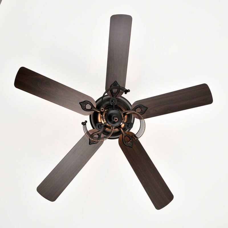 Oaks Aura 52in. Cage Ceiling Fans With Light, 6-speed Reversible Industrial Farmhouse Ceiling Fan Light With Hand Pull Chain