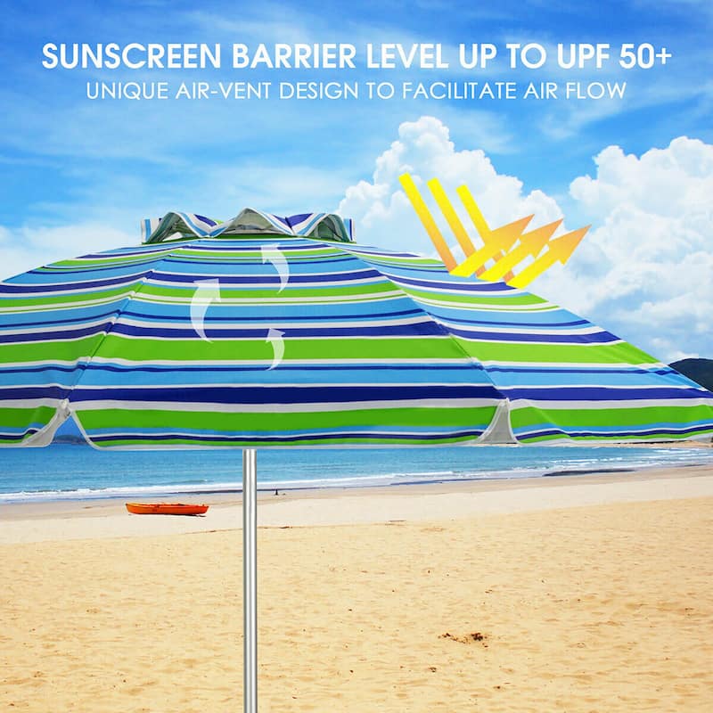 Costway 6.5 FT Patio Beach Umbrella Sun Shade Tilt Aluminum Sports