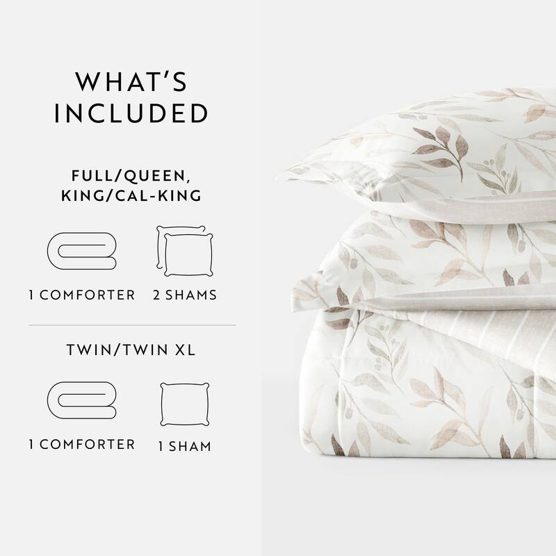 Becky Cameron Foliage Stripe Pattern Reversible Comforter Set