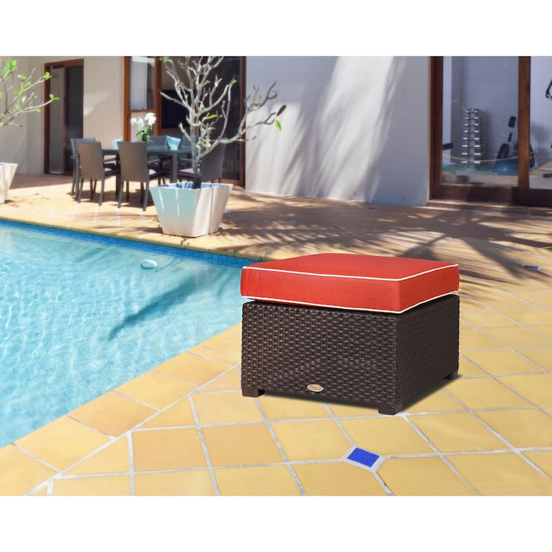 Magnolia Resin All-Weather Ottoman with Cushion - Brown