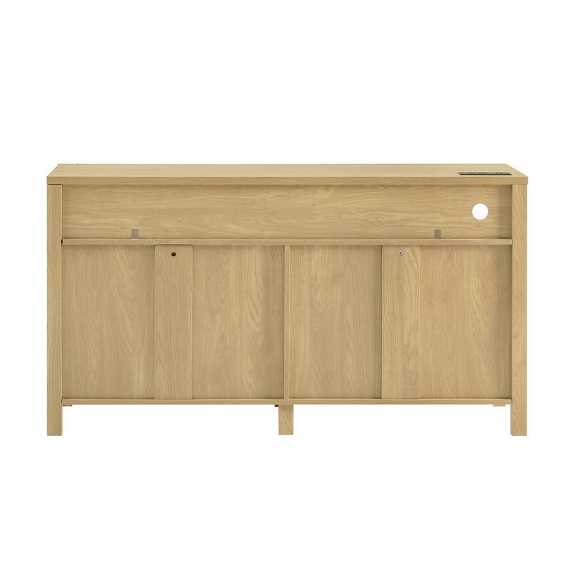 Modern 4-Door Sideboard Buffet with Power Outlets & USB Ports
