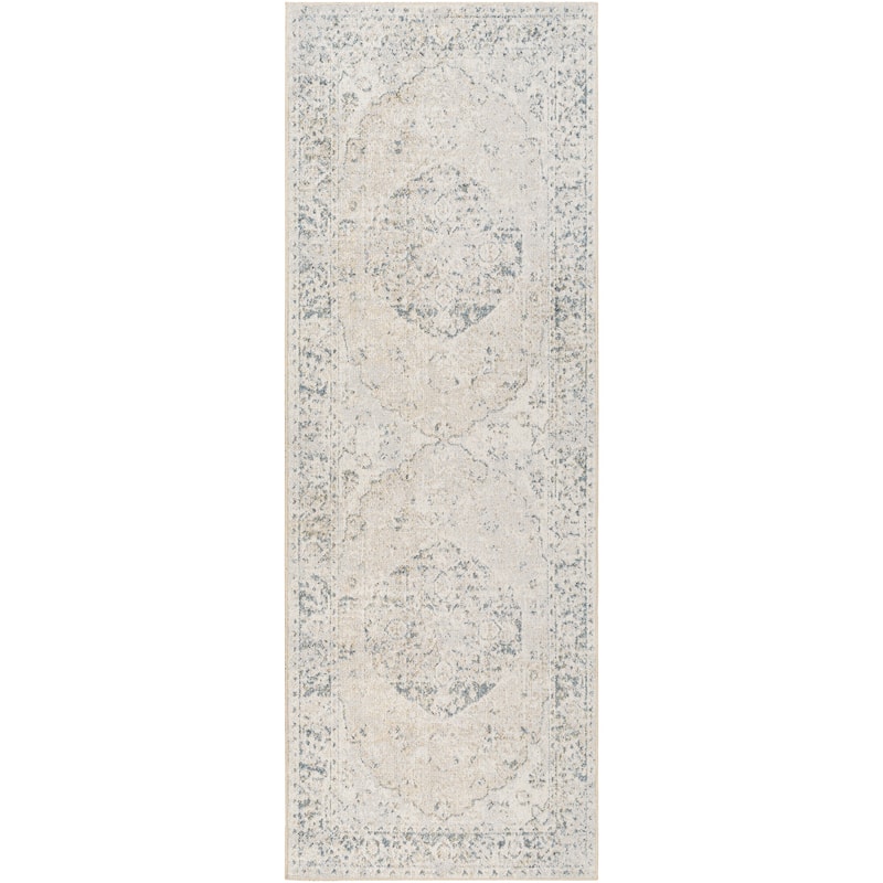 Livabliss Lillian Machine Washable Vintage Area Rug - Faded Beige - 2' 7" x 7' 3"