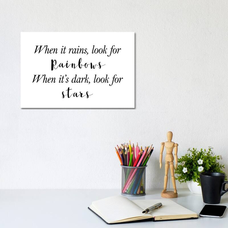 iCanvas "When It Rains Look For Rainbows" by Pixy Paper Canvas Print - 8x12x0.75