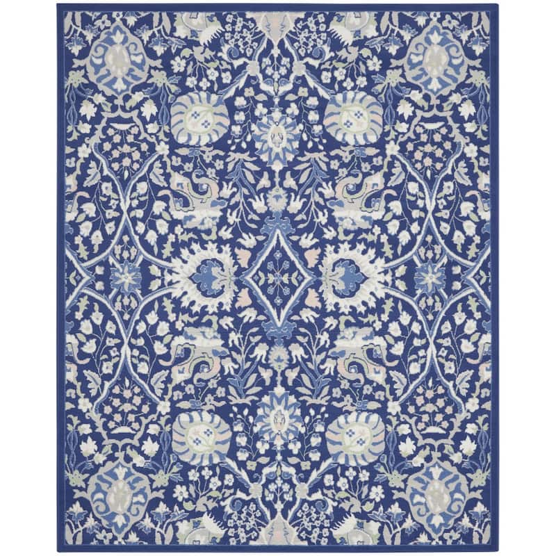 Power Loomed Distressed Floral Traditional Non Skid Stain Resistant Area Rug - 120' X '96' X '0.39