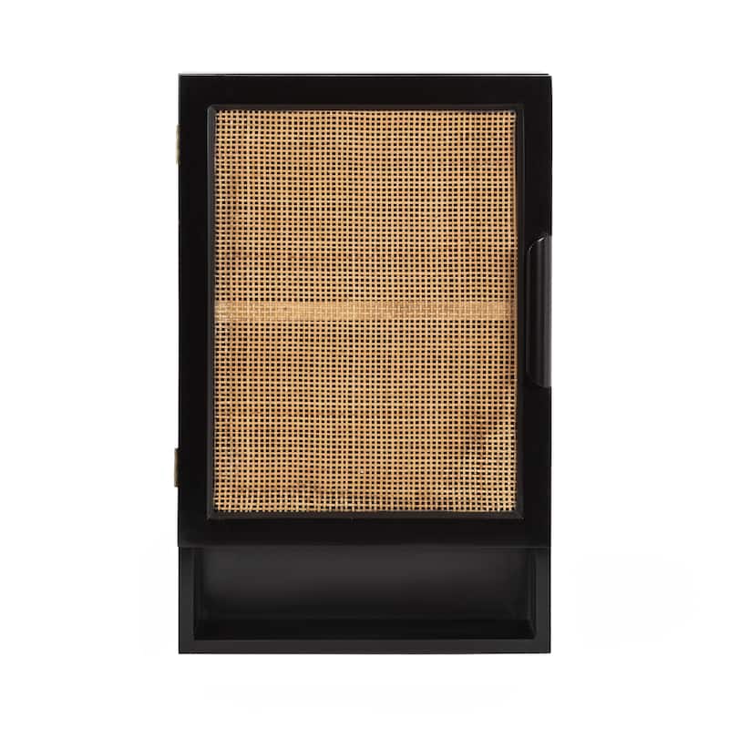 Kate and Laurel Ori Rattan Wall Cabinet with Cubby