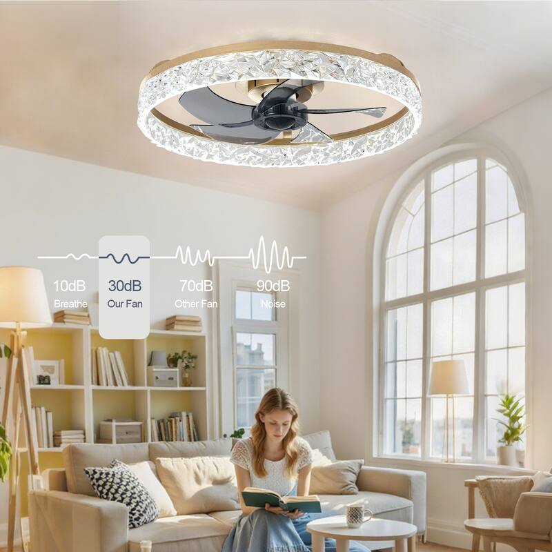 Low Profile Ceiling Fan with Light: 20-16 Inch, App Remote Control, Dimmable 3 CCT LED, 6 Wind Speeds, Ultra Quiet