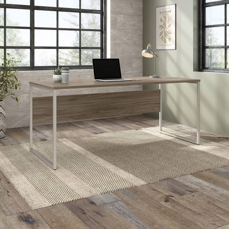 Hybrid 72W x 30D Computer Table Desk by Bush Business Furniture - Modern Hickory