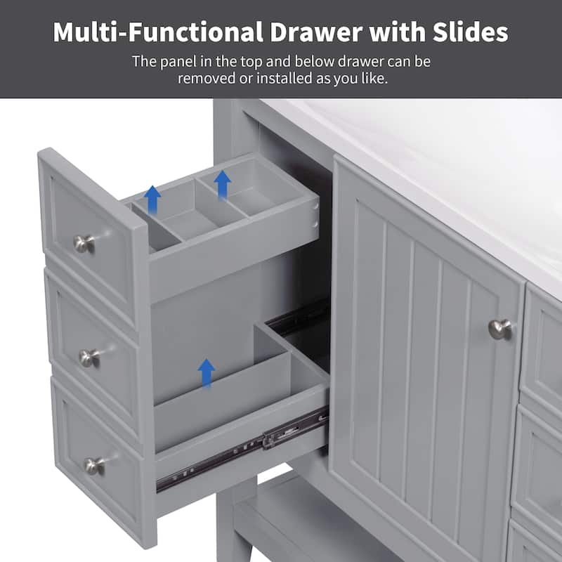 Roomfitters 36" Bathroom Vanity with Sink Cabinet with 3 Drawers and Door Solid Wood and MDF Structure