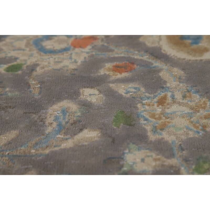 Traditional Gray Tabriz Persian Area Rug Hand-Knotted Wool Carpet - 7'11"x 11'5"