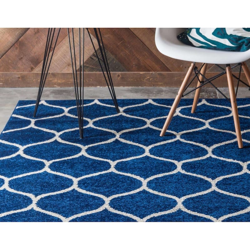 Contemporary Rosilan Collection Area Rug - 3' Square - Navy Blue