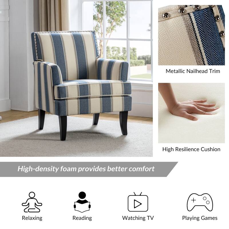 Akorda Classic Armchairs with Nailhead Trim and Solid Wood Legs Set of 2 by HULALA HOME