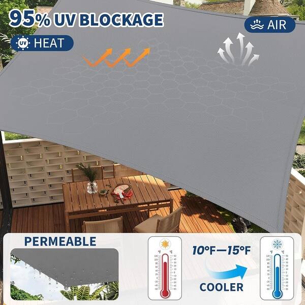 dimension image slide 2 of 3, 8'X10' Sun Shade Sail Shade Cloth, Sunshade for Patio, Backyard, Deck, Garden, Sand