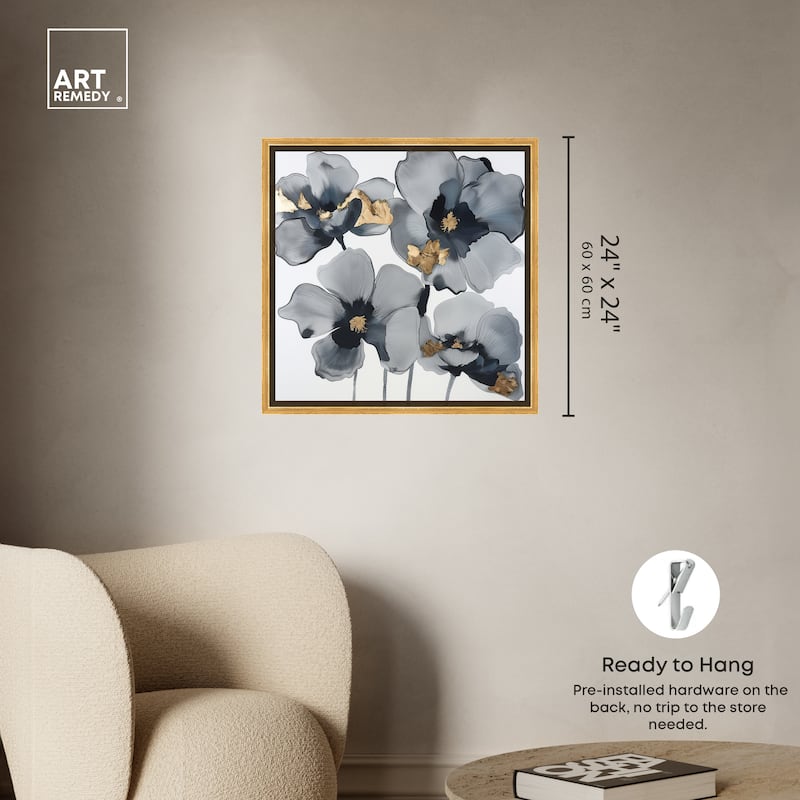 Art Remedy Drama Flora Framed Floral Fine 1 Piece Canvas Wall Art