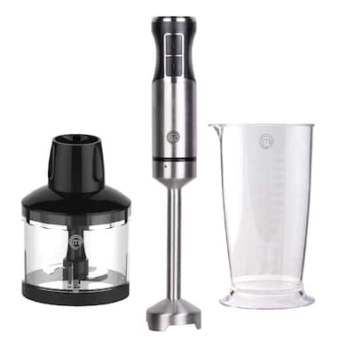 Immersion Blender Handheld, Stainless Steel Hand Held Blending Stick Emulsifier with Chopper Attachment, Puree Blender