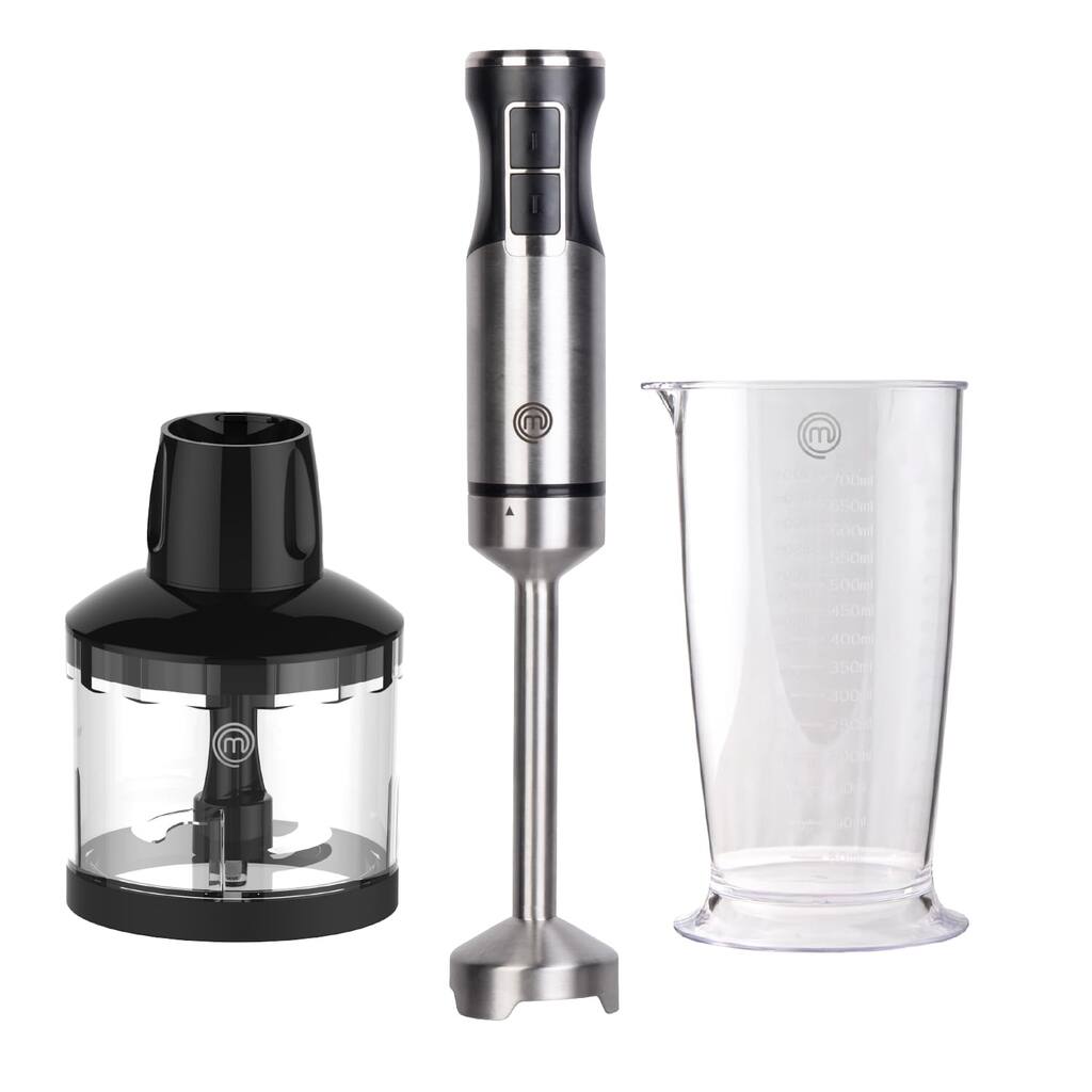 Immersion Blender Handheld, Stainless Steel Hand Held Blending Stick Emulsifier with Chopper Attachment, Puree Blender