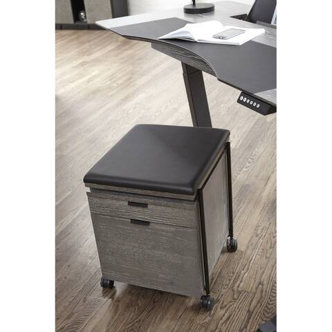 Rye Studio Grey Ash Wood Mobile Pedestal with Cushion