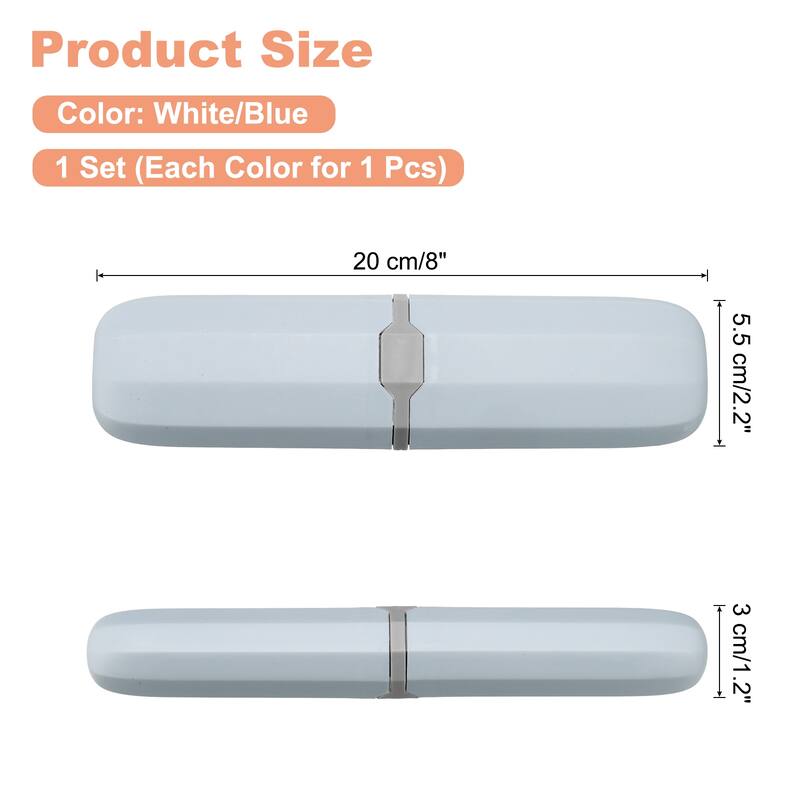 2pcs Travel Toothbrush Case Transparent Portable Toothbrush Holder - White, Blue
