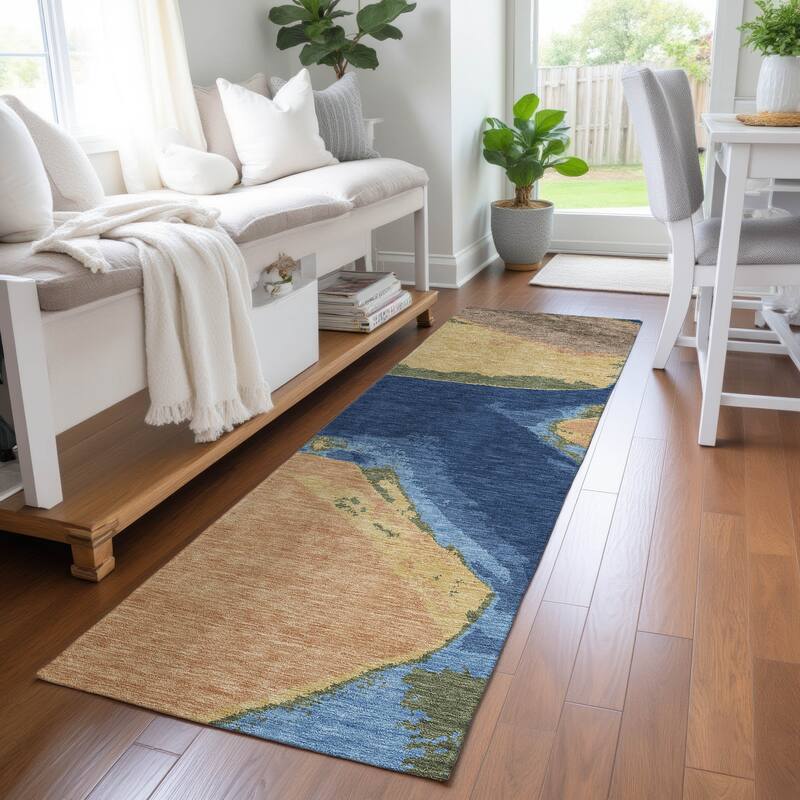 Machine Washable Indoor/ Outdoor Modern Cheney Chantille Rug