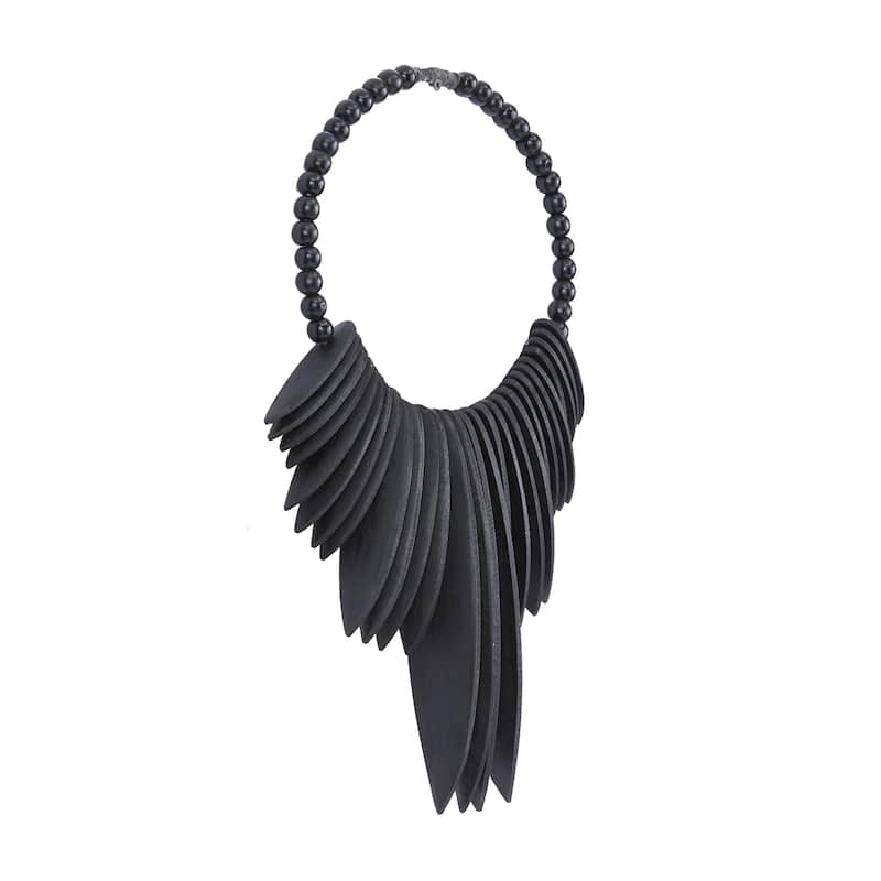 Wood Tribal Statement Necklace Home Wall Decor with Beaded Detailing - Black or Brown - Roche River Decor