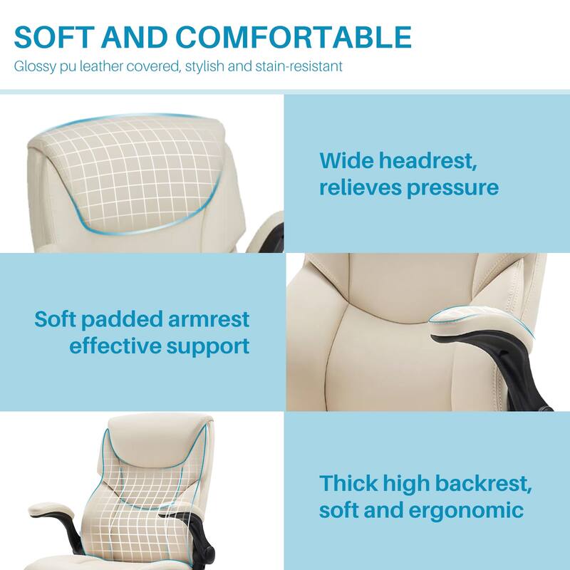 Home Computer Gaming Chair, Ergonomic High Back Heavy Duty Task Desk Office Chairs with Wheels, Flip-up Arms, Adjustable Height