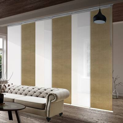 InStyleDesign 6-Panel Single Rail Panel Track Extendable 70"-130"W x 94"H, Panel width 23.5", Oatmeal, Flaxen