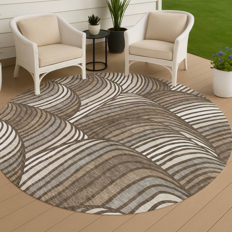 Machine Washable Indoor/ Outdoor Modern Parsons Chantille Rug - Chocolate - 8' x 8'