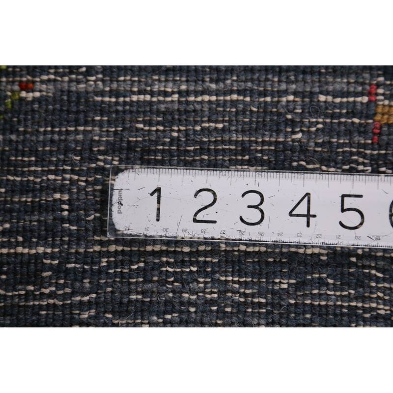 Hand Knotted Oriental 100% Wool Carpet Tribal Animal Pictorial Navy Blue & Blues Gabbeh Area Rug - 7' 7'' X 5' 3''