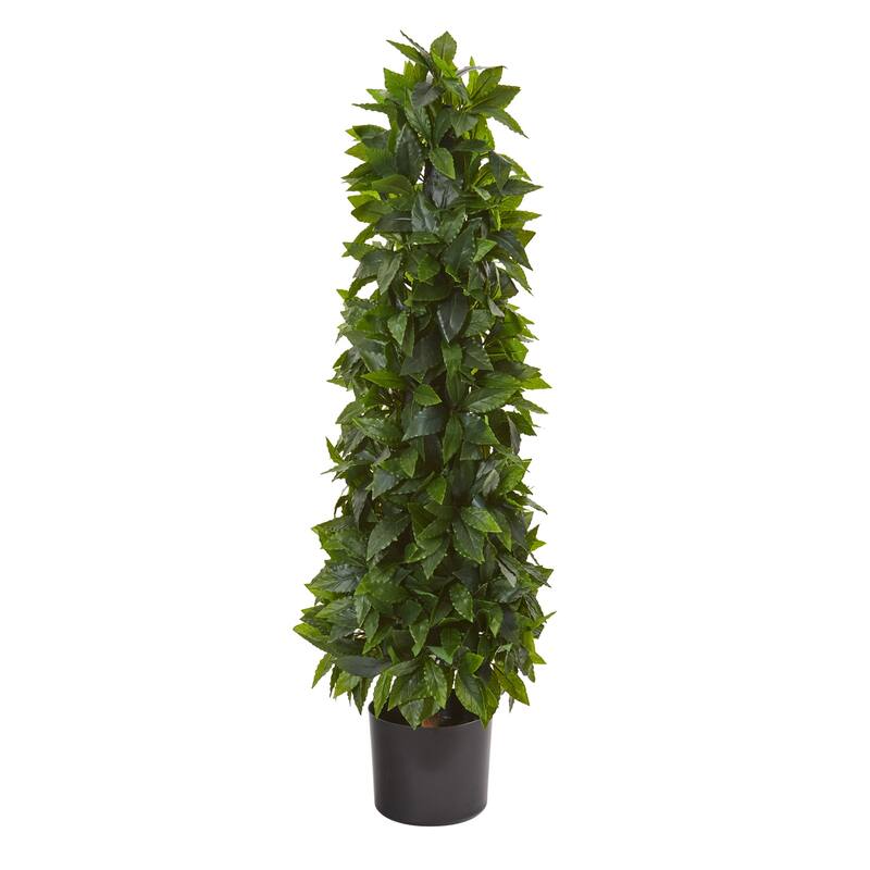 Artificial Topiary Tree 3Ft - Indoor Outdoor Cone Shaped Silk Bay Tree - Home Office Decor - Green - 51-60 Inches