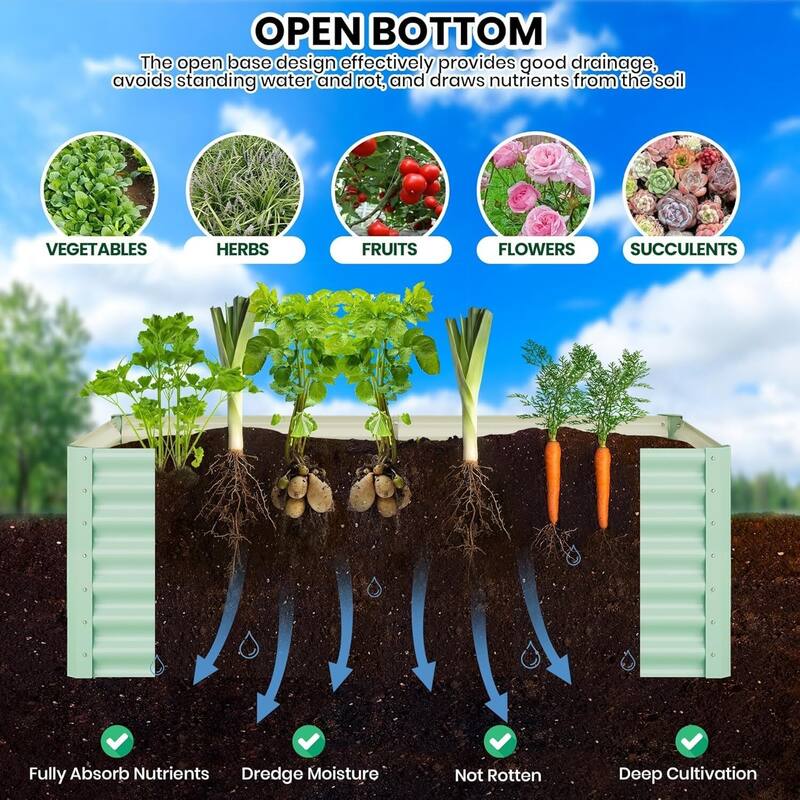 8x4x2ft Galvanized Raised Garden Bed, Planter Boxes Outdoor for Vegetables, Herbs, Flowers
