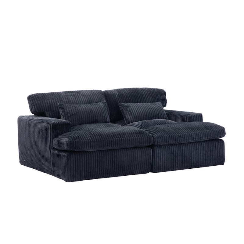 Double Chaise Lounge Chair Indoor,Oversized Upholstered Sleeper Cloud Couch,Deep Seat Sofa Bed,Corduroy Reading Chair Required