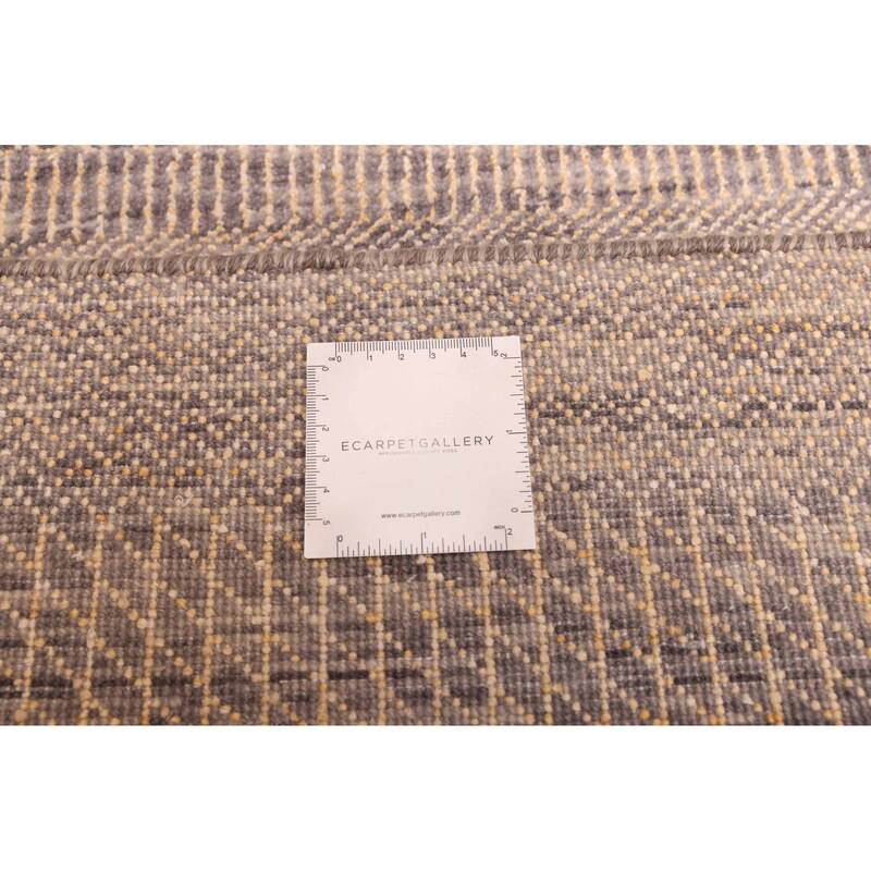 ECARPETGALLERY Hand-knotted Finest Silk Shadow Dark Grey Silk, Wool Rug - 2'6 x 14'1