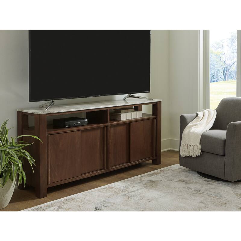 Signature Design by Ashley Tobinville Dark Brown/Gray Accent Cabinet - 67.5" W x 15.63" D x 30.25" H