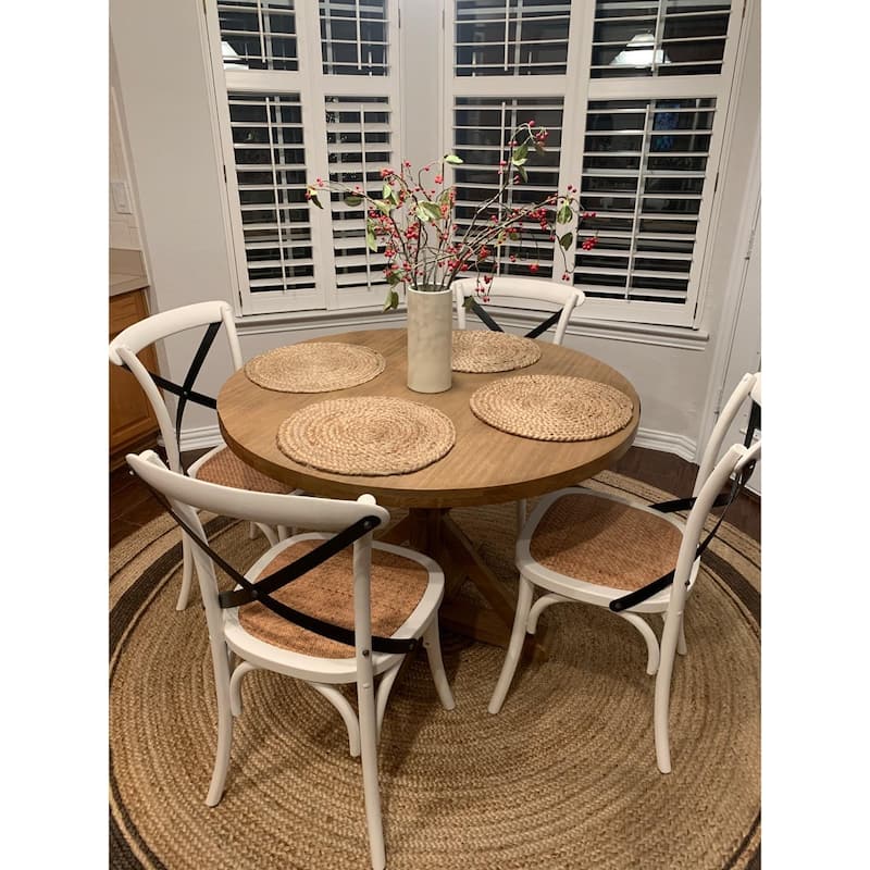 Mid Century Modern Contemporary Antique Style Cross Back X Open Wooden Frame Dining Accent Wood Chairs