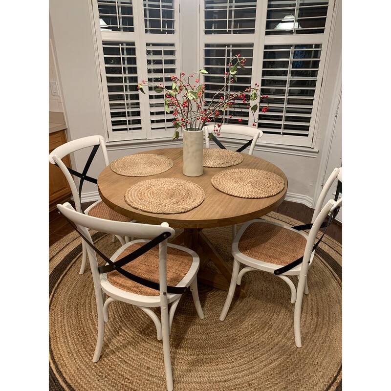 Set of 2 Wood Antique Farmhouse Cross Back Dining Chairs Rattan With X Back Dark Bedroom Restaurants Hotel