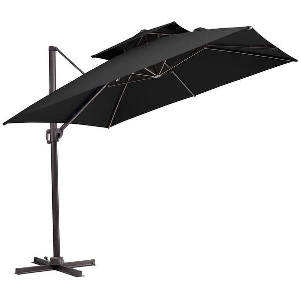 slide 25 of 32, Crestlive Products 10FT Square Adjustable Offset Cantilever Hanging Patio Umbrella Black