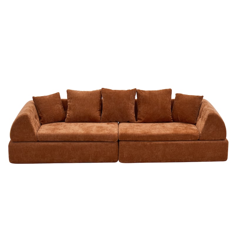Cloud Modular Sectional Sofa, Boneless Sectional Couch with Ottoman, Modern Lounge Sofa
