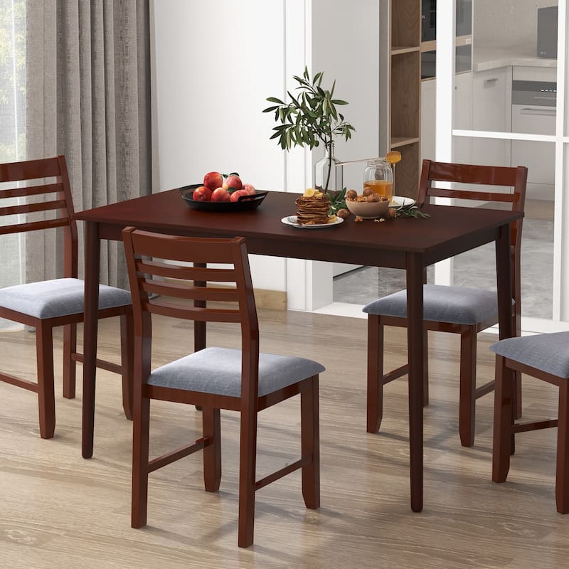 48 Inch Brown Rectangular Dining Room Table with Sturdy Rubber Wood Legs for Family Meals - 48" x 27.5" x 30" (L x W x H)