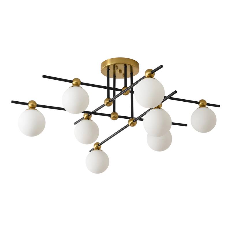 8 - Light Dimmable Sputnik Sphere Semi Flush Mount - Brushed Gold