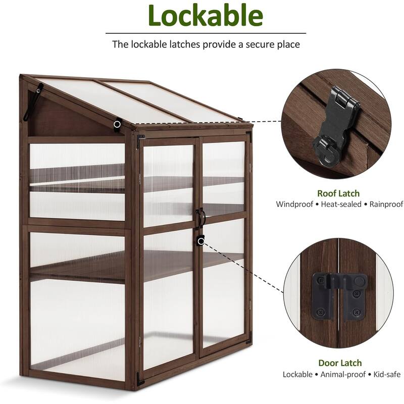 MCombo Cold Frame Greenhouse with Adjustable Shelves, Solid Wood 1344