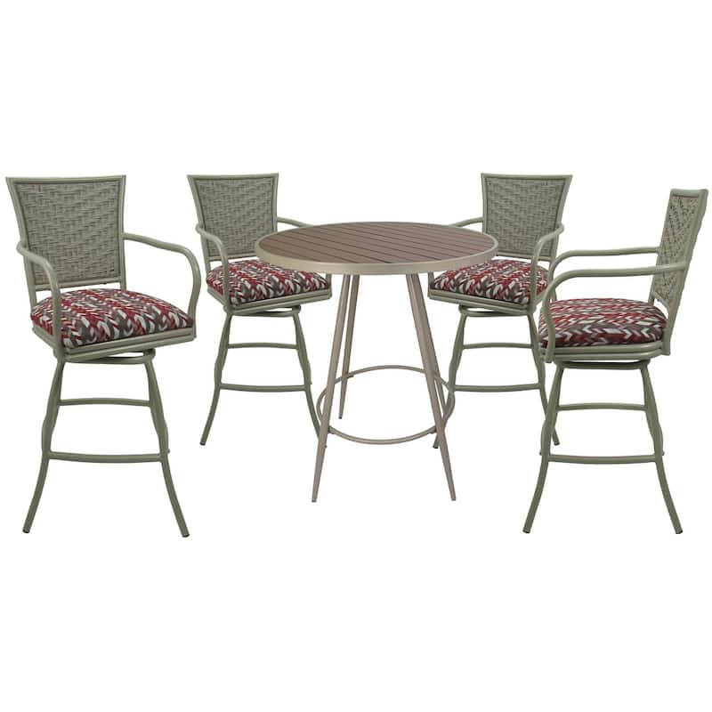 Outdoor/Indoor Metal Pub Set - Erin 30" Swivel Bar Stools - 30" Seat Bar Height - Simi Desert Rose - Beige