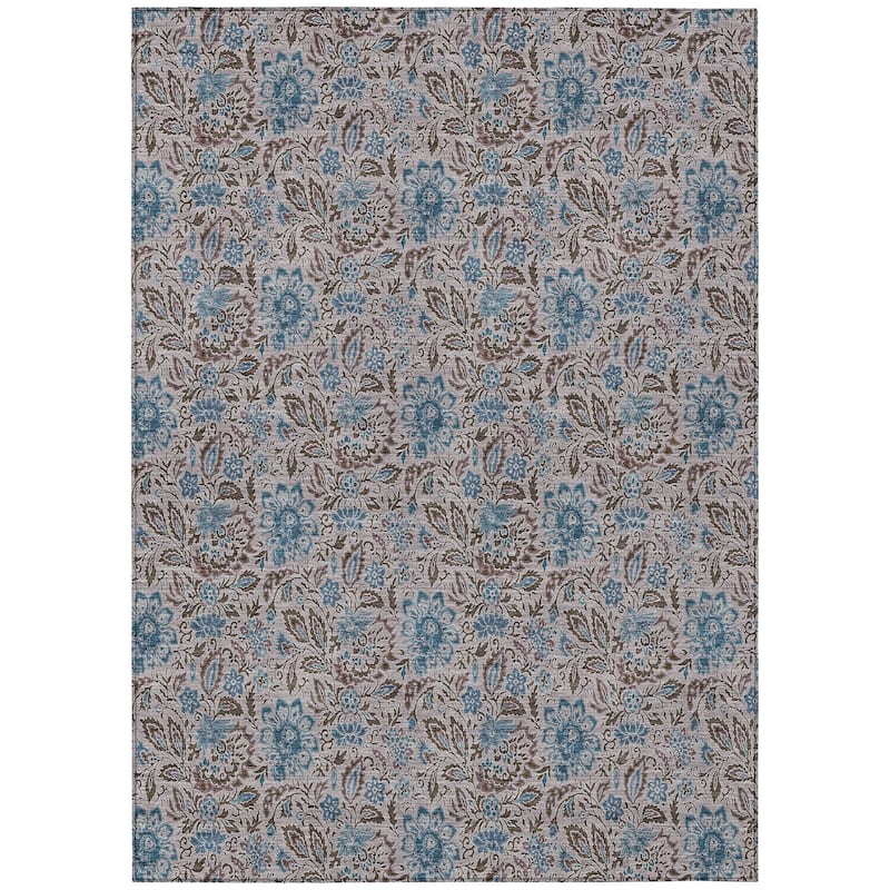Machine Washable Indoor/ Outdoor Chantille Casual Floral Rug
